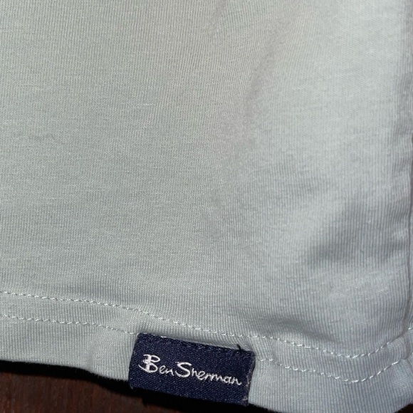 Men's Ben Sherman Light Green T-Shirt with Black Striped Trim - Picture 3 of 5